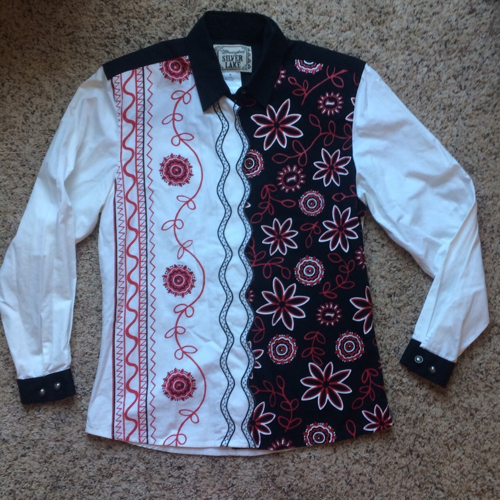 RARE VTG 80s Western Blouse Wrangler Silverlake